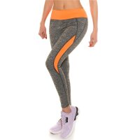 Sexy trackies sweatpants fitness yoga leggings grey/neon-orange