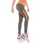 Sexy Jogging Sporthose Fitness Yoga Leggings Grau/Neon Orange
