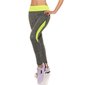 Sexy Jogging Sporthose Fitness Yoga Leggings Grau/Neon Gelb