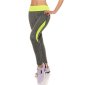 Sexy Jogging Sporthose Fitness Yoga Leggings Grau/Neon Gelb 40/42 (L/XL)