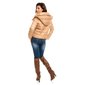Light padded quilted jacket blouson with hood beige