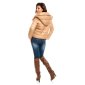 Light padded quilted jacket blouson with hood beige UK 12 (M)