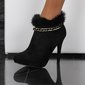 Elegant velour ankle boots shoes with fake fur black