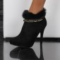 Elegante Velours Stiefeletten Schuhe mit Kunstfell Schwarz EUR 35