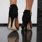 Elegant sandals made of velour with ankle strap black