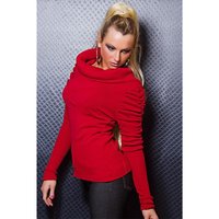 Stylish sweater with puff sleeves red