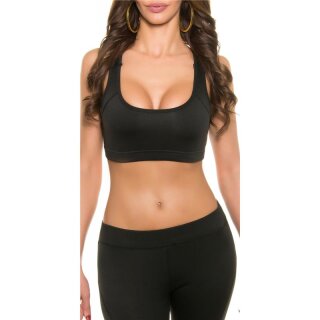 Sexy Crop Sport Top bauchfrei Sportswear Schwarz