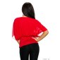Elegant short-sleeved shirt with chiffon red Onesize (UK 8,10,12)