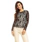 Noble lace shirt blouse with long sleeves black-cream