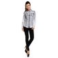 Trendy long-sleeved jeans blouse in acid washing blue