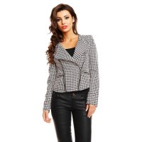 Waisted blazer jacket with houndstooth pattern...