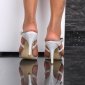 Sexy Sling Sandaletten High Heels in Reptil-Look Silber EUR 38