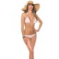 Sexy Neckholder Bikini Beachwear mit Strass Rosa