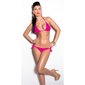 Sexy Neckholder Bikini zum Schnüren mit Pailletten Pink