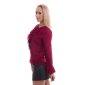 Edle Chiffon Schluppenbluse transparent mit Rüschen Bordeaux