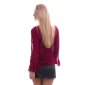 Edle Chiffon Schluppenbluse transparent mit Rüschen Bordeaux