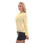 Elegant chiffon blouse transparent with bow tie and flounces yellow