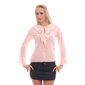 Elegant chiffon blouse transparent with bow tie and flounces pink