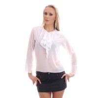 Elegant chiffon blouse transparent with bow tie and...