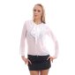 Elegant chiffon blouse transparent with bow tie and flounces white Onesize (UK 8/10)