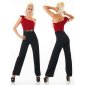 Sexy one-shoulder overall jumpsuit with belt wine red-black UK 14 (L)