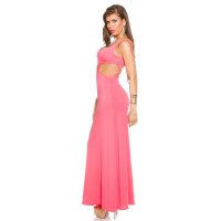 Long goddes look maxi evening dress with cut-outs coral