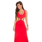 Long goddes look maxi evening dress with cut-outs red