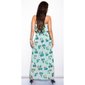 Elegant long maxi dress with flower design and flounces mint green