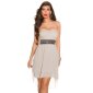 Edles trägerloses Chiffon Abendkleid mit Spitze Beige