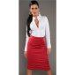 Elegant business satin waist skirt with decorative buttons red UK 8 (XS)