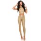 Sexy skinny high-waisted treggings trousers in leather look beige UK 16 (XL)