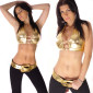 Sexy Glamour-Top mit Strass Gogo Clubwear Gold Einheitsgröße (34,36,38)