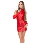 Sexy club mini dress with zipper + gauntlets wet look gogo red Onesize (UK 8,10,12)