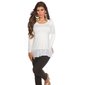 Noble fine-knitted 2-in-1 blouse sweater with chiffon white