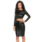 Sexy skinny high-waisted pencil skirt in wet look black