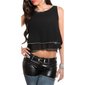 Sexy bauchfreies Chiffon Crop Top mit Strass Schwarz