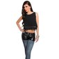 Sexy bauchfreies Chiffon Crop Top mit Strass Schwarz