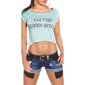 Casual crop shirt with print "IM THE QUEEN BITCH" mint green