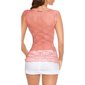 Sexy short-sleeved rib-knit shirt with lace antique pink/white