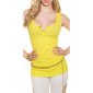 Sexy rib-knit strappy top with golden buttons yellow UK 12/14 (M/L)