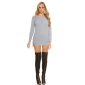 Noble coarse-knitted ladies sweater jumper with lacing grey Onesize (UK 8,10,12)