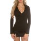 Elegant long-sleeved ladies shirt with polo collar black