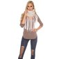 Trendy knitted tube scarf with glitter and fringes cream