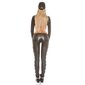 Sexy Damen Röhrenhose in Leder-Look mit Spitze Wetlook Schwarz