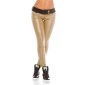 Sexy treggings pants in leather look with cloth waistband beige/black UK 16 (XL)