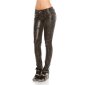 Sexy leather look trousers with camouflage pattern wet look black UK 14 (L)
