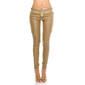Sexy ladies pants in leather look with lacing wet look beige