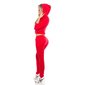 Trendy Nikki leisure suit jogging suit with hood red