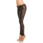 Skinny ladies trousers in leather look with lace wet look black UK 14 (L)