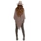 Oversized Strick Poncho mit Fransen Cape Überwurf Taupe